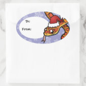 クリスマスヘビ 楕円形シール (バッグ)