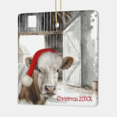 クリスマスヘフォードカウインバーン セラミックオーナメント (左)
