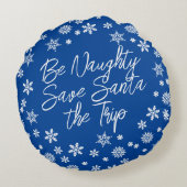 クリスマスベいけなサンタトリップブルーホワイト ラウンドクッション (裏面)