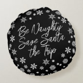 クリスマスベいけなサンタトリップ白黒 ラウンドクッション (裏面)