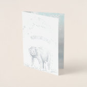 クリスマスベアとスノーフレークの挨拶 箔カード (正面)