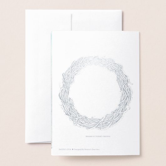 クリスマスベアとスノーフレークの挨拶 箔カード (裏面封筒付き)