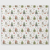 クリスマスベアとトナカイの包装紙 ラッピングペーパー (フラット)