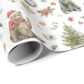 クリスマスベアとトナカイの包装紙 ラッピングペーパー (ロールコーナー)