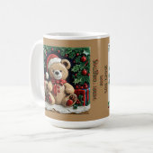 クリスマスベアとプレゼントカスタマイズ可能なコーヒーMu コーヒーマグカップ (正面左)