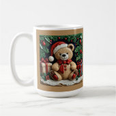クリスマスベアとプレゼントカスタマイズ可能なコーヒーMu コーヒーマグカップ (左)