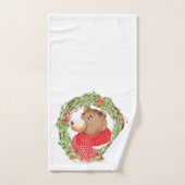 クリスマスベアとリース バスタオルセット (ハンドタオル)