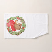 クリスマスベアとリース バスタオルセット (ハンドタオル)