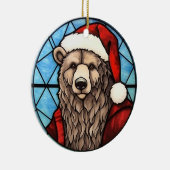 クリスマスベアのステンドグラススタイル セラミックオーナメント (右)
