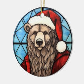 クリスマスベアのステンドグラススタイル セラミックオーナメント (左)