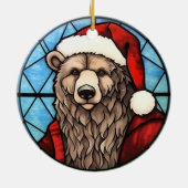 クリスマスベアのステンドグラススタイル セラミックオーナメント (裏面)