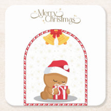 クリスマスベアギフト コースター