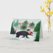 クリスマスベアホリデーカード カード (黄色い花)