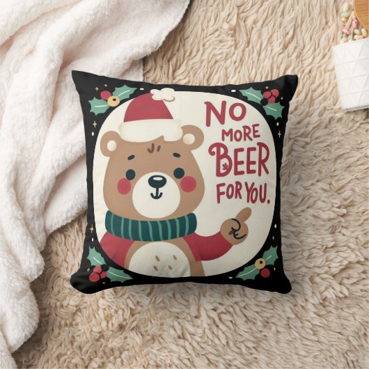 クリスマスベアーにビールは飲まない クッション (ブランケット)
