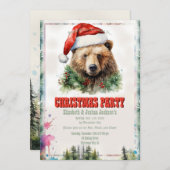 クリスマスベアーウォーター色 招待状 (正面/裏面)