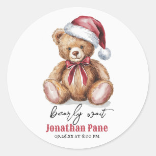 クリスマスベアーウォーター色bearly待ち赤ちゃんシャワー ラウンドシール