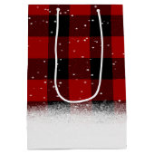 クリスマスベアーオンバッファロープレイド中抱き枕 ミディアムペーパーバッグ (裏面)