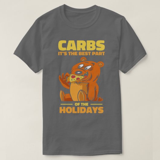 クリスマスベアーカーブホリデーピザファーストフードフード Tシャツ (デザイン正面)
