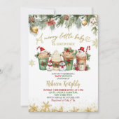 クリスマスベアーガールサンタベビーシャワー 招待状 (正面)