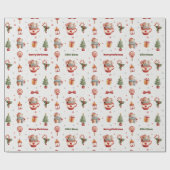 クリスマスベアーギフトラップ – ラッパーソナライズされたピング ラッピングペーパー (フラット)