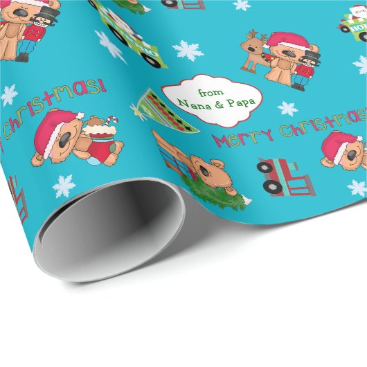 クリスマスベアーズパーソナライズされた ラッピングペーパー (ロールコーナー)
