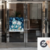 クリスマスベアーズ窓が貼り付く ウィンドウサイン (オフィスドア)