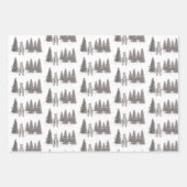 クリスマスベアーズ、レッドプレイド、クリスマスライト ラッピングペーパーシート (正面)