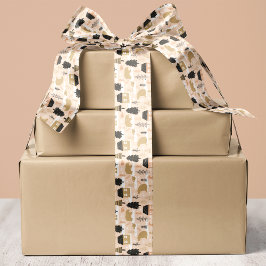 クリスマスベアービレッジ(ピンク、ブラック、金ゴールド) サテンリボン