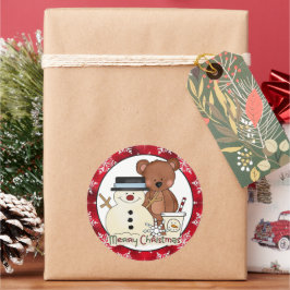 クリスマスベアーホリデー漫画のステッカー ラウンドシール