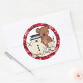 クリスマスベアーホリデー漫画のステッカー ラウンドシール (封筒)