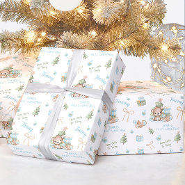 クリスマスベアーボーイ名文字クリスマス ラッピングペーパー