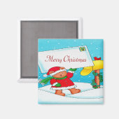 クリスマスベアーポスト – スクエアマグネット マグネット (正面/裏面)