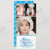 クリスマスベアー スノーフレーク ベイビー フォト コラージュ シーズンカード (正面/裏面)