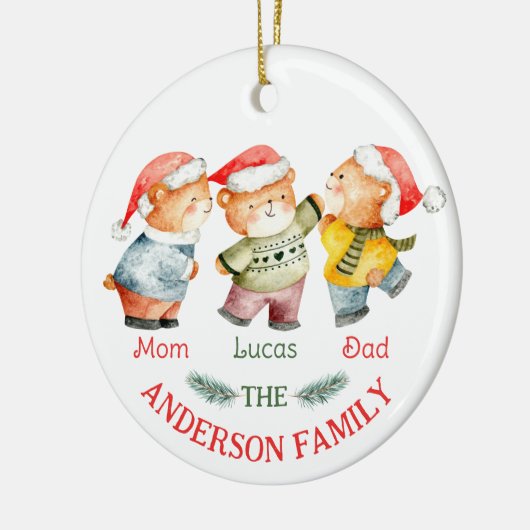 クリスマスベア名子供が可愛い セラミックオーナメント (左)