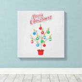 クリスマスベア枝ツリー – メリークリスマス キャンバスプリント (インサイチュ (ウッドフロア))