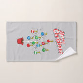 クリスマスベア枝ツリー – メリークリスマス バスタオルセット (ハンドタオル)