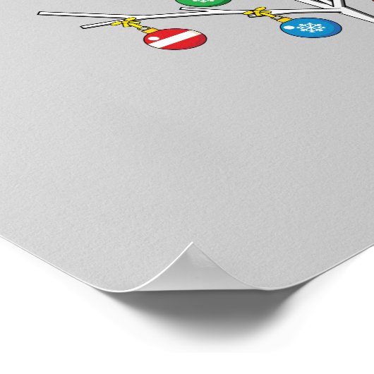 クリスマスベア枝ツリー – メリークリスマス ポスター (角)