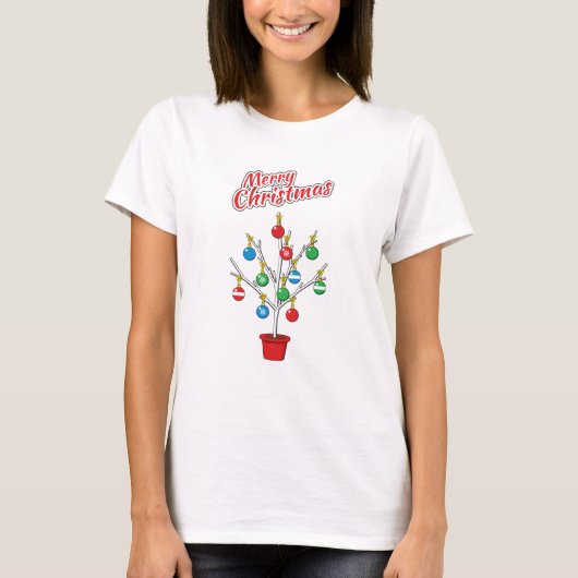 クリスマスベア枝ツリー – メリークリスマス Tシャツ (正面)