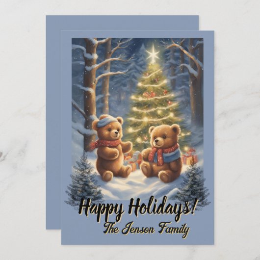 クリスマスベア17、ハッピーホリデー、クリスマスカード 招待状 (正面/裏面)
