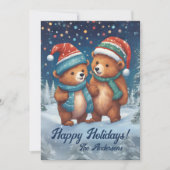 クリスマスベア2、ハッピーホリデー、クリスマスカード 招待状 (正面)