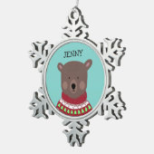 クリスマスベア スノーフレークピューターオーナメント (右)