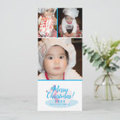 クリスマスベア スノーフレーク ベイビー フォト コラージュ シーズンカード (スタンド正面)