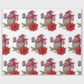 クリスマスベア&ポインセチア ラッピングペーパー (フラット)