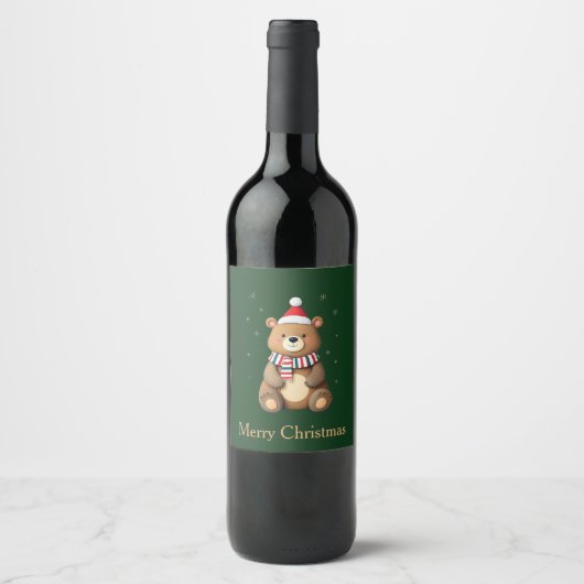 クリスマスベア ワインラベル (正面)