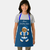 クリスマスベイカーネームブルーサンタジンジャーブレッドマン エプロン (インサイチュ)