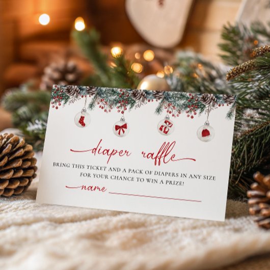 クリスマスベイビーシャワーおむつラッフル エンクロージャーカード