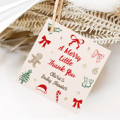 クリスマスベイビーシャワーの楽しいサンクスメッセージ フェイバータグ