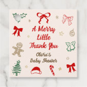 クリスマスベイビーシャワーの楽しいサンクスメッセージ フェイバータグ (正面)