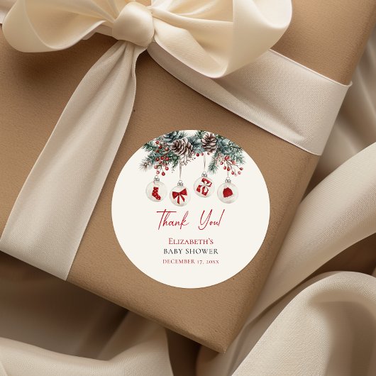 クリスマスベイビーシャワーパーティ ラウンドシール
