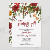 クリスマスベイビーシャワー　最高の贈り物　ママになるあなた 招待状 (正面/裏面)